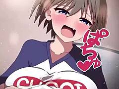 Uzaki's fast sloppy titfuck squeezes cum out