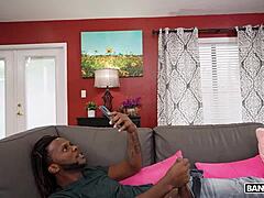 Brija Monet sucks Jay's cock then bounces huge tits cowgirl riding