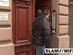 blonde slut gapes ass on huge black cock in interracial pounding