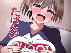 Uzaki's fast sloppy titfuck squeezes cum out