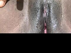 BLACK WET PUSSY spreads HUGE for solo masturbation creampie orgasm at home