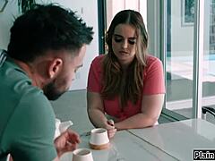 Boss demands deepthroat blowjob on knees in exchange for hospitality