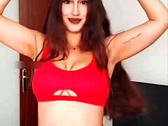 who wouldn't explode watching this busty brunette's huge natural tits bounce