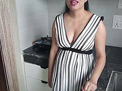 i'm poundin' my sexy indian step sis' big ass doggystyle in kitchen hard