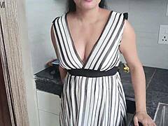 i'm poundin' my sexy indian step sis' big ass doggystyle in kitchen hard