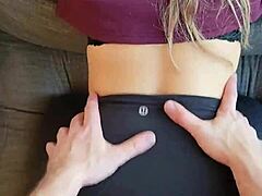 Scarlet winters' yoga leggings ripped wide in leaked hardcore fuck