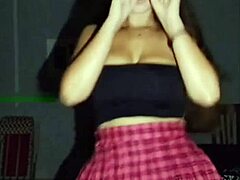 who wouldn't explode watching this busty brunette's huge natural tits bounce