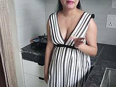 i'm poundin' my sexy indian step sis' big ass doggystyle in kitchen hard