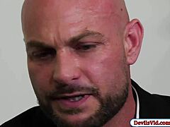 busty babe fingers herself then fucks boss cock at work