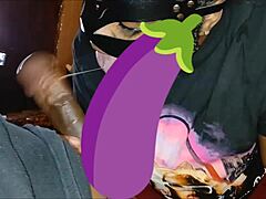 Big booty brown skin girl's effortless dirty talk dick suck explodes cum load