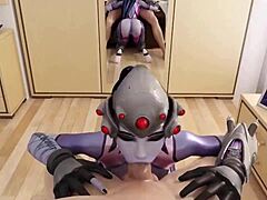 widowmaker pov deepthroats huge cock sucking jizz for squirting cumshot creampie swallow