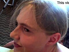 girl next door blonde gags on rough deepthroat but craves that sloppy cum throatpie