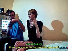 step cousin poses sexy in red lingerie then sucks cock and takes pussy pounding on bed