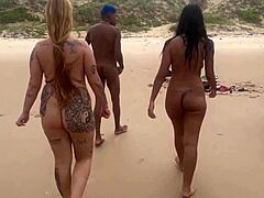 watch me fuck this hot brunette on copacabana beach while everyone stares