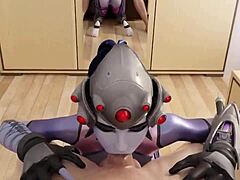 widowmaker pov deepthroats huge cock sucking jizz for squirting cumshot creampie swallow