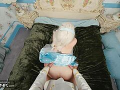 hey, check out this vr cosplay where blonde cinderella teen sucks and rides that huge dick