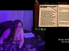 Brunette BBW bares big natural tits in naked remaster play