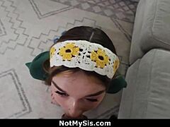 step sis pulls out the real deal in anatomy class, riding that monster cock cowgirl style