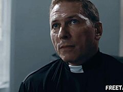 scared teen gia derza surrenders hairy ass virginity to hypocritical priest's big cock