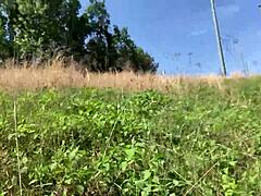 clitlicker662 flashes hairy pussy solo in forest voyeur outdoor masturbation update