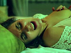 Puffy-nippled milf rubs pussy wildly!