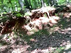 clitlicker662 flashes hairy pussy solo in forest voyeur outdoor masturbation update