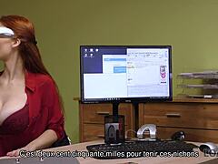 rousse czech redhead teen gives sloppy blowjob and fucks hard for cash in spontaneous office sex casting with couple