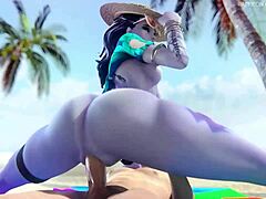 overwatch widowmaker shakes big ass during intense beach sex