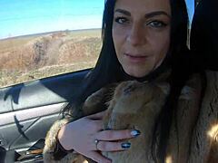 cheating wife sucks cock outdoors husband's friend shopping