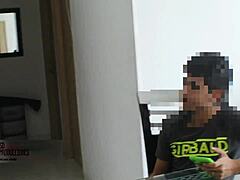 brunette latina hermanastra bends over for monster bbc deepthroat doggystyle homemade creampie