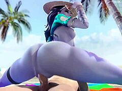 overwatch widowmaker shakes big ass during intense beach sex