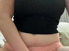 hey, watch this amateur stuff her wet puffy pussy with pierced natural tits panties