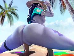 overwatch widowmaker shakes big ass during intense beach sex