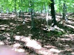 clitlicker662 flashes hairy pussy solo in forest voyeur outdoor masturbation update