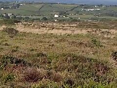 Public Slave's Humiliating Naked Striptease Walk in Outdoors