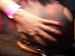 Sexy Big Ass Brunette Bombshell Dances Wild at Night Club