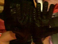 Lady J Slips On Tight Vampire Gloves For Kinky Hand Action