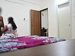 wife gives blowjob fucks hard as maid cleans nearby 👅🔥