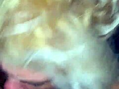 skinny babe slurps massive bbc monster cock in deep blowjob action