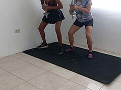 cute latina ebony stepsisters flash acrobatic asses and drip wet vaginas in sensual casting tease