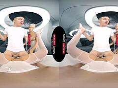 i finger my pussy then get fucked doggystyle in stockings threesome