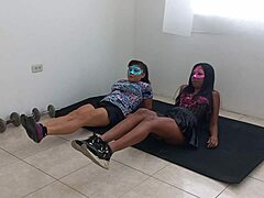 cute latina ebony stepsisters flash acrobatic asses and drip wet vaginas in sensual casting tease