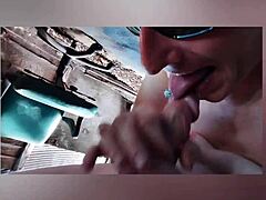 flextle bunny's homemade pov vr yoga self-suck closeup flexible tongue piercing collage