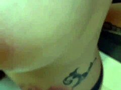 Amateur Huge Implant Girl Titfucks Monster Cock First Time in Hotel Bathroom Cumshot