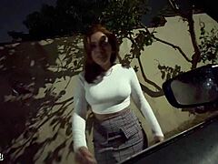 A streetwalker meets a devout man in public outdoor spot