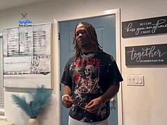 lucky delivery guy pounds juicy black housewife ass and unloads cum tip on cheeks