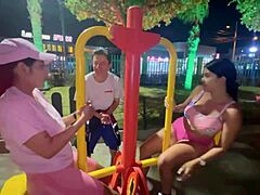 Heart pounding as I fuck stranger's huge tits and big ass met in public park!