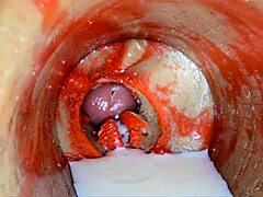 Camera inside oiled tight pussy films huge cock creampie close-up asmr