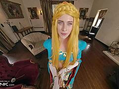 Princess Zelda craves VR cock filling her wetness in naughty game parody