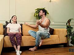 Beautiful Brunette Teen Mistress in Stockings Heels Rims Boss Doggystyle Workspace Art!